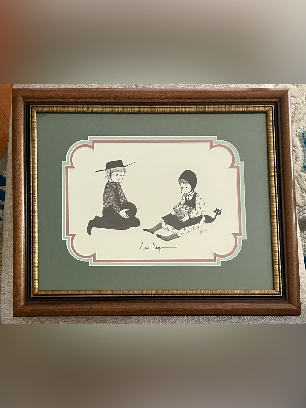P. Buckley Moss framed Let’s Play print signed offset lithograph reproduction